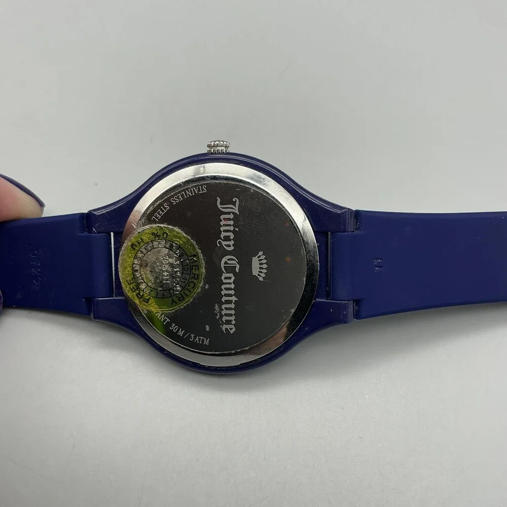 Juicy Couture Womens Watch 38mm Blue Pink Dial Navy New Battery